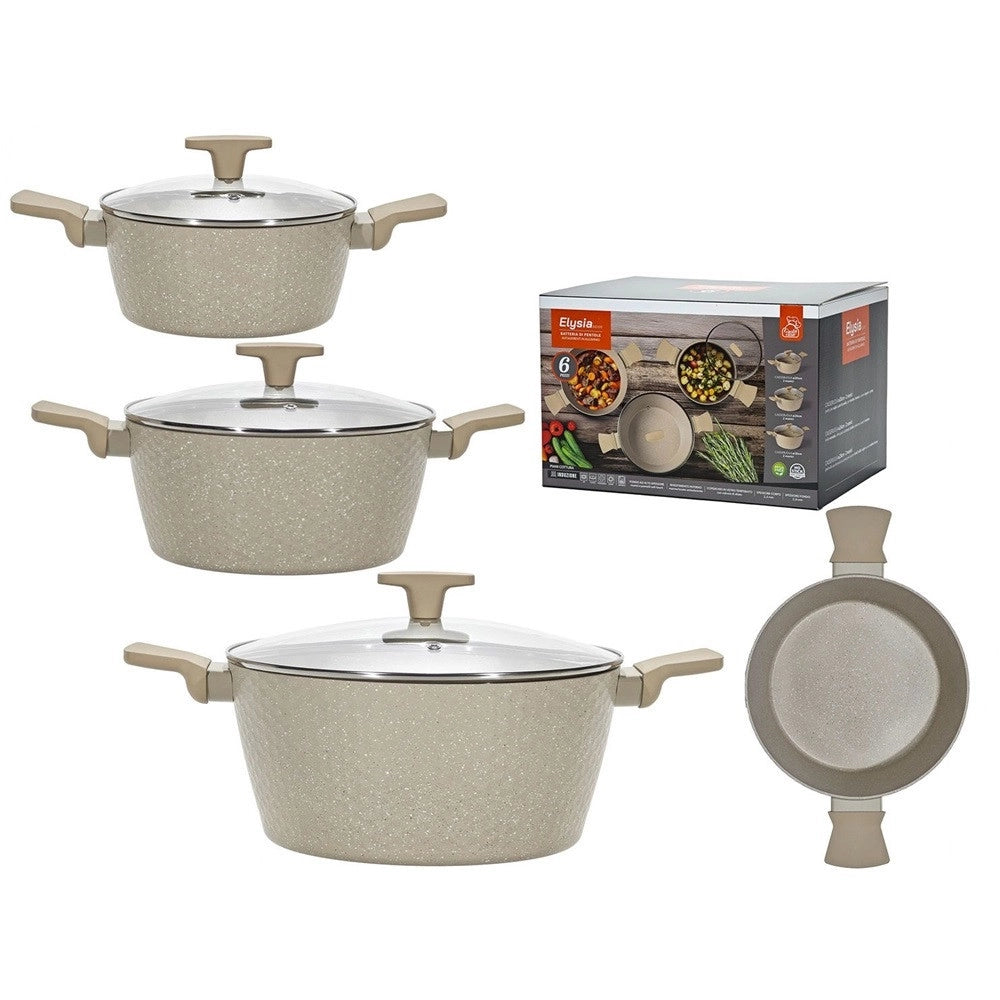 Trade Shop - Set Batteria Di Pentole In Alluminio Antiaderenti 6pz Fondo A Induzione Manici Soft Touch -