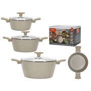 Trade Shop - Set Batteria Di Pentole In Alluminio Antiaderenti 6pz Fondo A Induzione Manici Soft Touch -