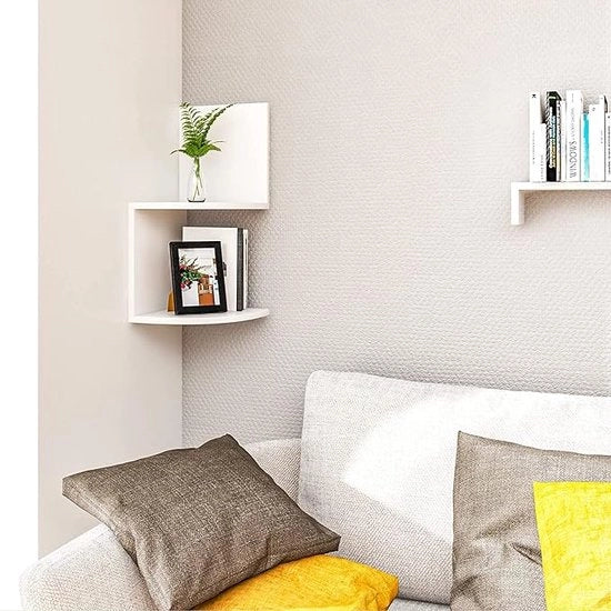 Wandrek angolare - stabile ripiano per esposizione, per soggiorno / Versatile ripiano angolare 25D x 25L x 52,4H centimetri, set di 2