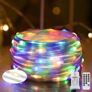 220 LED luci per esterni - 25M/8 modalità - PVC - luci per esterni impermeabili - con orologeria - telecomando e presa intelligente - per interni/esterni - Natale - balcone - matrimonio - festa.