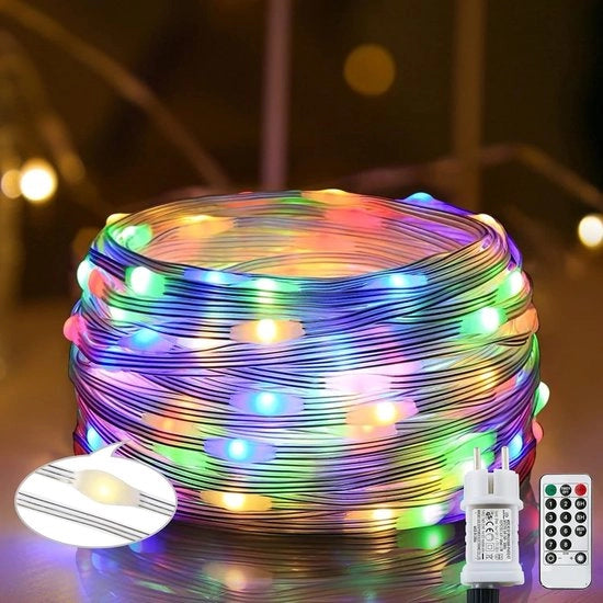 220 LED luci per esterni - 25M/8 modalità - PVC - luci per esterni impermeabili - con orologeria - telecomando e presa intelligente - per interni/esterni - Natale - balcone - matrimonio - festa.