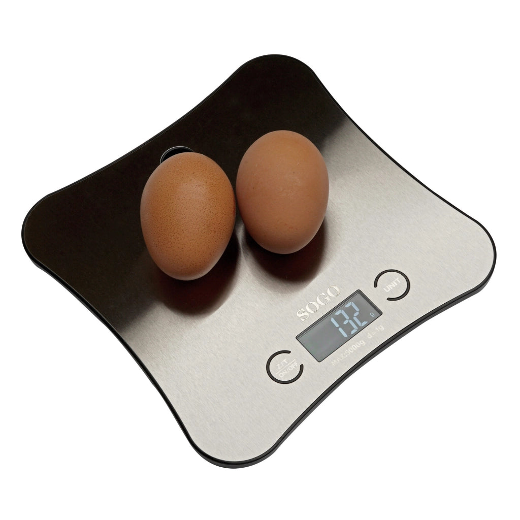 Bilancia da cucina digitale con Bluetooth 5 kg, app nutrizionale, display LCD e base in acciaio inox - Sogo