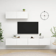 Mobili Porta TV 3 pz Bianchi in Legno Multistrato 3078703