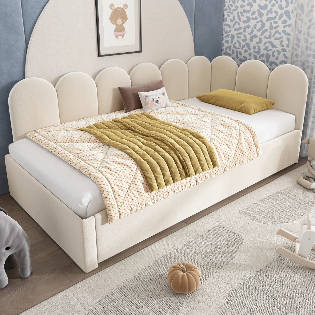 LETTO Divano letto estraibile 90x200 cm Velluto Beige senza materasso