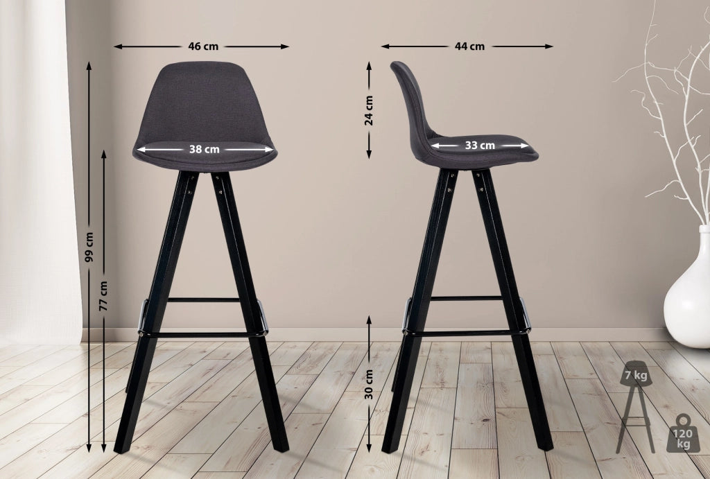 Barhocker Corbin Stoff Square schwarz