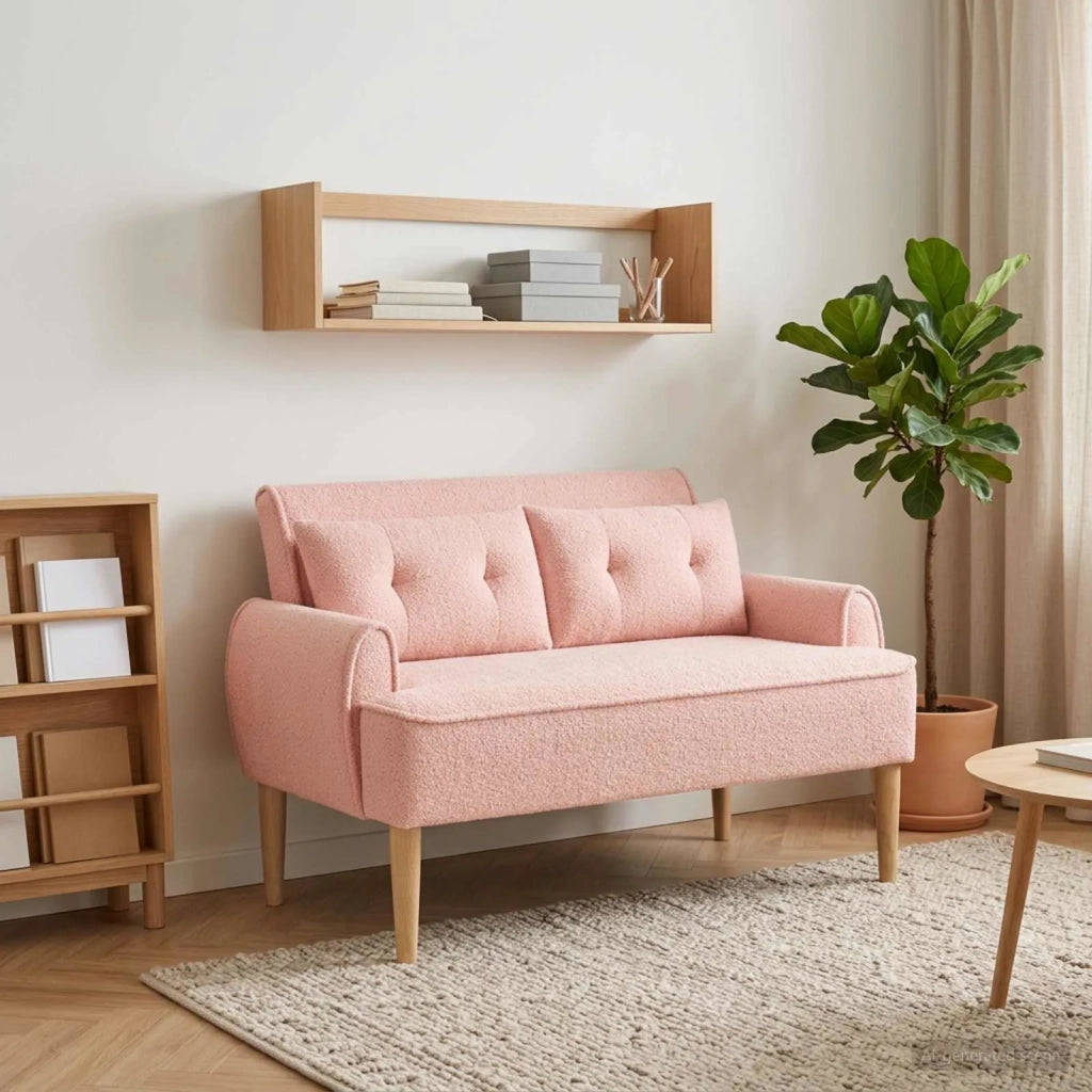 Loveseat con bottoni imbottiti Rosa 117 x 67 x 77 cm Bouclé 42041824