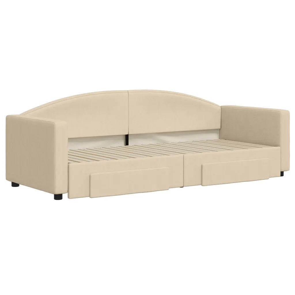 Divano Letto Estraibile con Cassetti-Sofa Letto-Daybed Crema 80x200 cm in Tessuto 978224