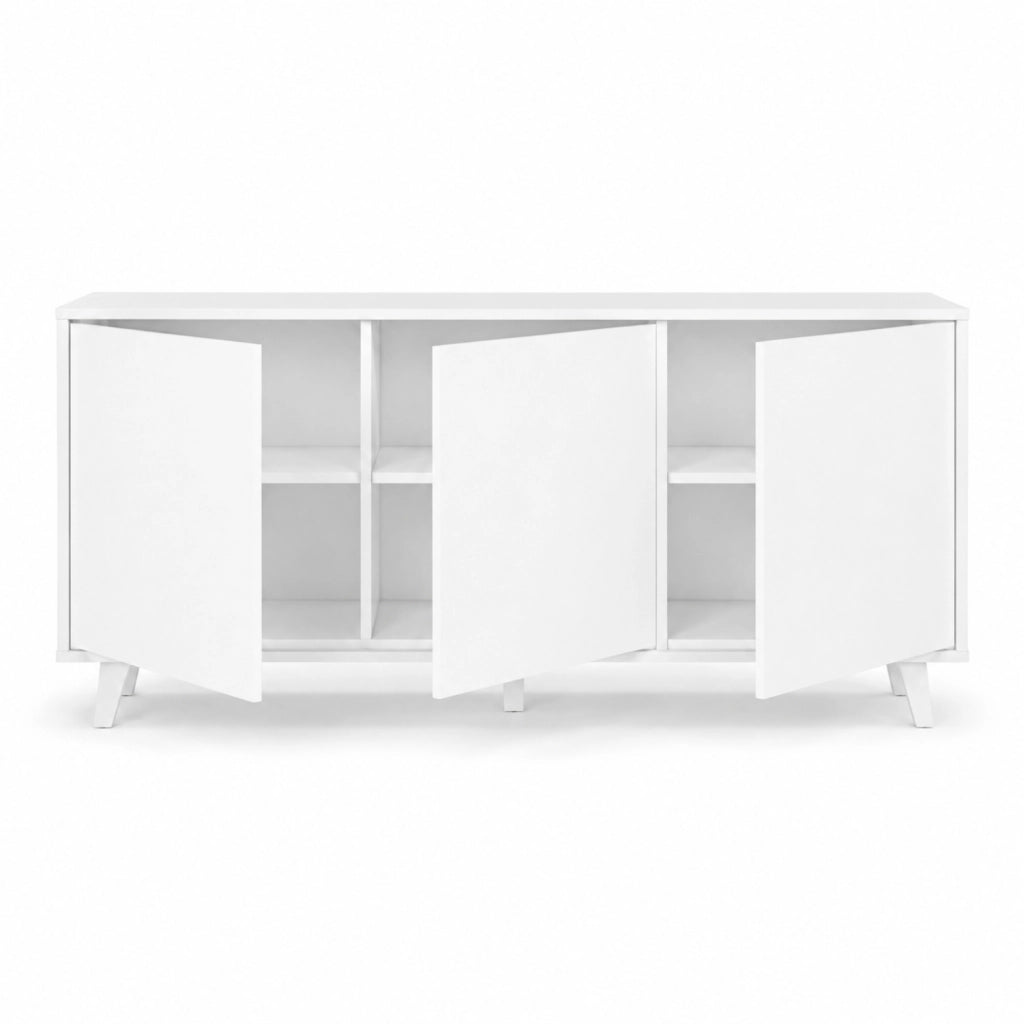 Madia Gijòn In Melaminico Credenza Con 3 Ante Battenti Senza Maniglie Mobile Per Soggiorno Salotto Ingresso E Sala Da Pranzo 154 X 41 X 75 Cm Colore Bianco