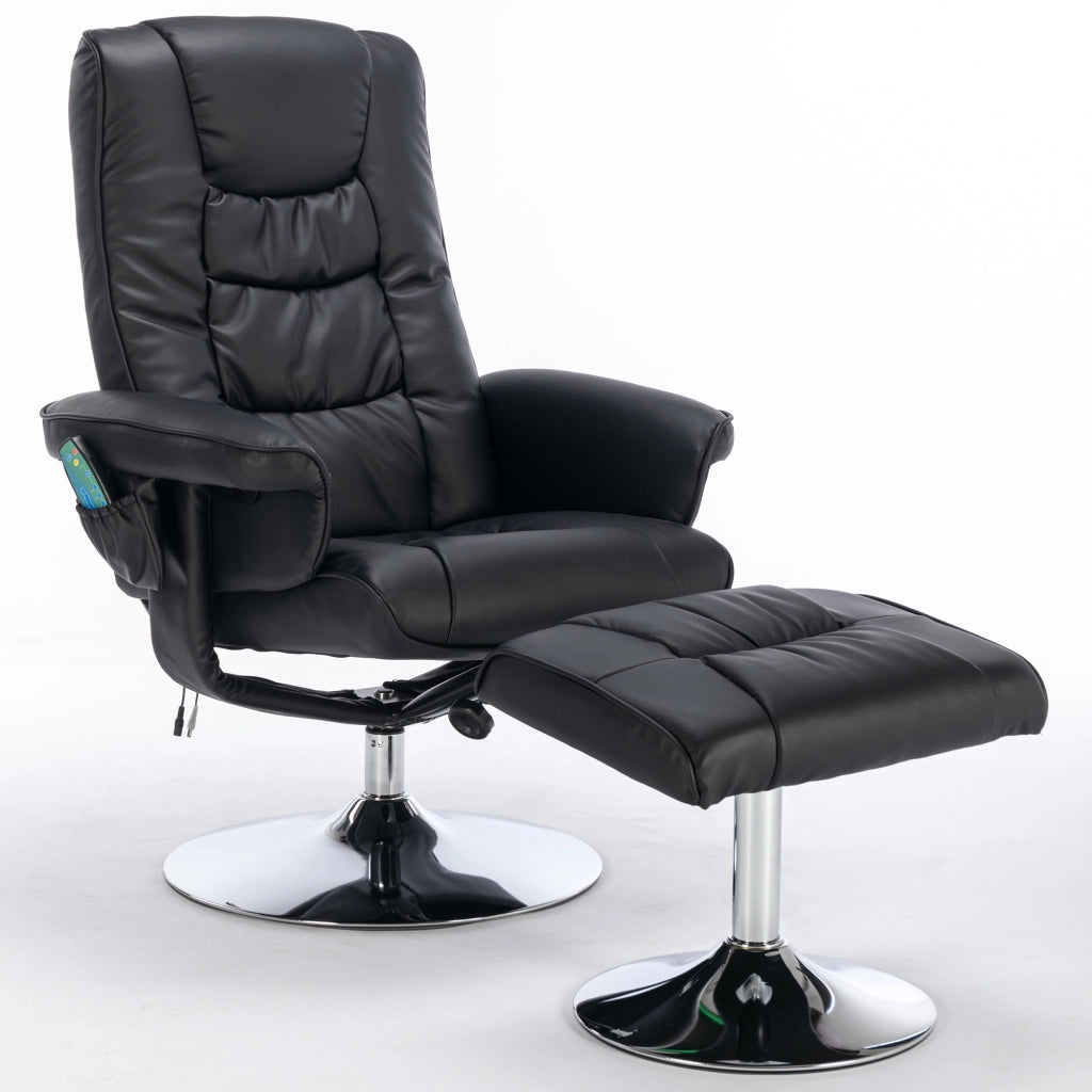 Poltrona Massaggiante con Poggiapiedi ¨C MINIMAL ¨C Similpelle Nera, Relax Soggiorno