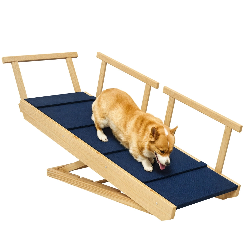 Rampa per Cani ¨C zephmum ¨C Regolabile, Pieghevole, Legno, 85x40x61 cm, Nero