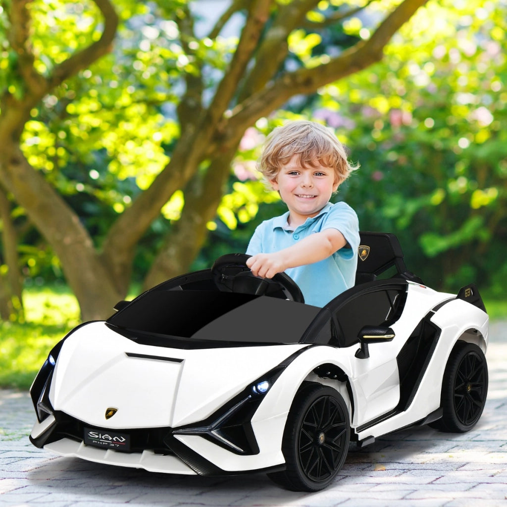Macchina cavalcabile per bambini con telecomando e luci LED, Veicolo elettrico a batteria 12 V Bianco-Macchinine giocattoli