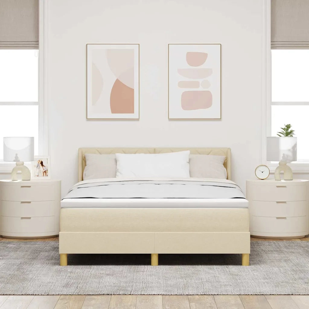 Letto a molle con materasso Crema 200 x 160 cm Tessuto 3341368