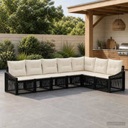 Set Divano da Giardino 7 pz Nero polyrattan 3436015