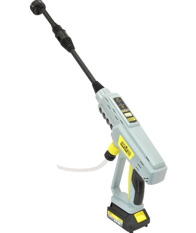 PISTOLA IDROPULITRICE A BATTERIA PRO 20V - 230HZ BATTERIA 2.0 AH, CARICABATTERIE ULTRARAPIDO 2.4A MODALITÀ BOOST