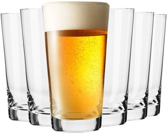 Set di bicchieri da birra in vetro cristallo senza lega, 6 pezzi da 530 ml, Pure Collection, sicuri per il lavastoviglie
