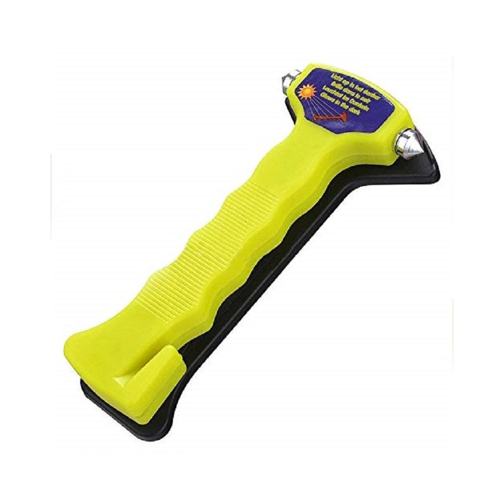 Trade Shop - Martello Rompi Vetro Giallo Taglia Cintura Catarifrangente Taglierino Sicurezza Auto -