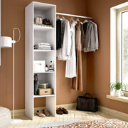 Guardaroba Adler, Struttura per cabina armadio, Mobile appendiabiti aperto, 138x40h186 cm, Bianco