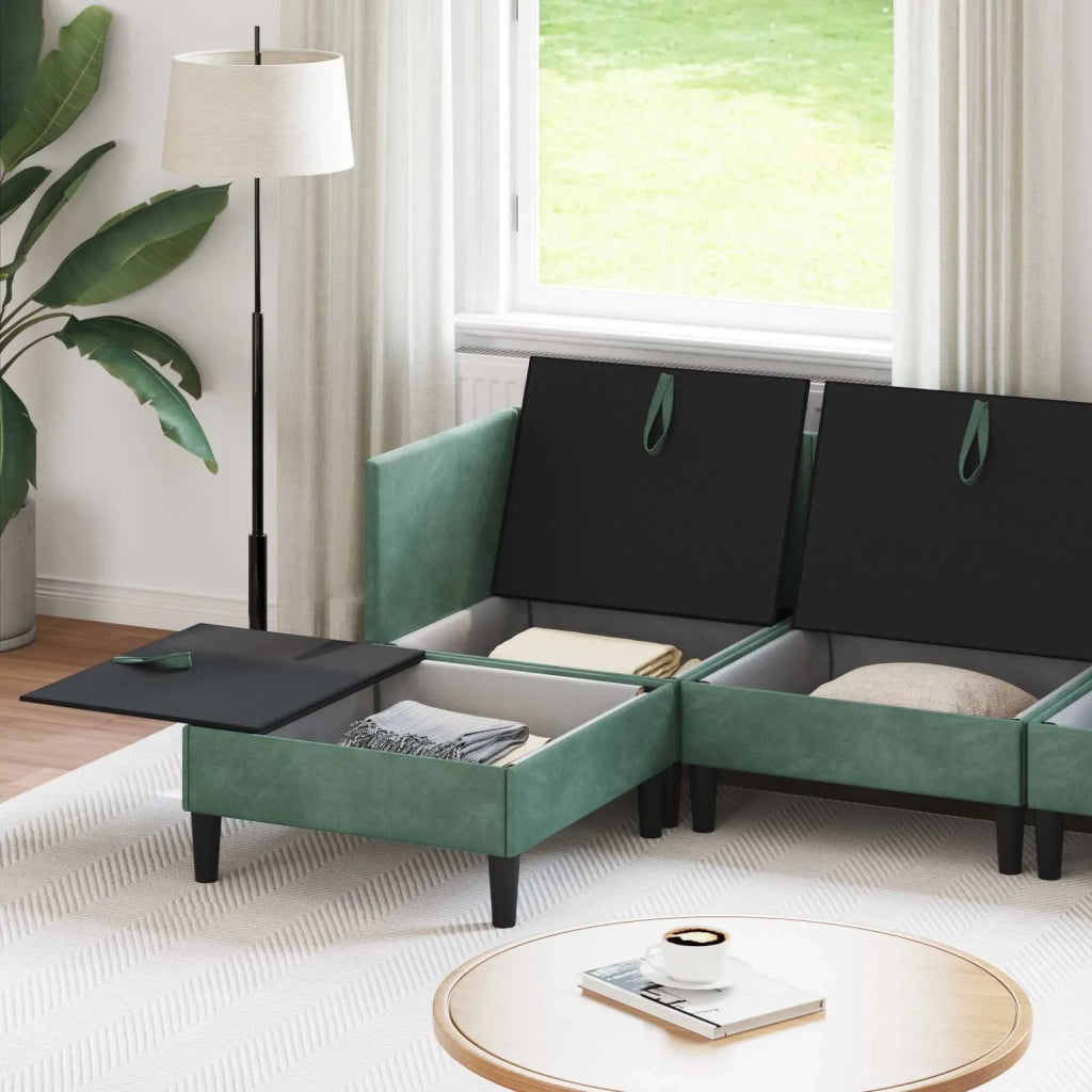 Set di mobili per il soggiorno 6 pcs Verde Mare Velluto