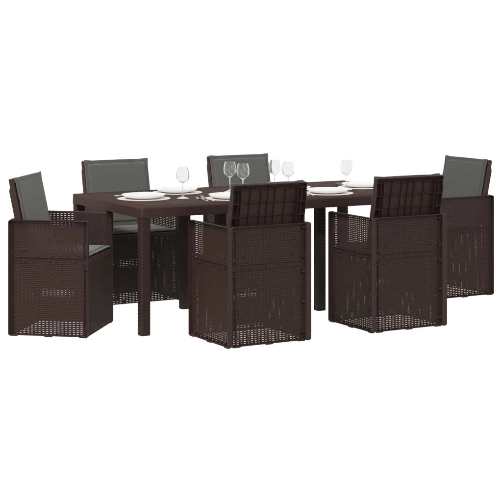 Set da Pranzo per Giardino 7 pcs Marrone e Antracite PP 3430076