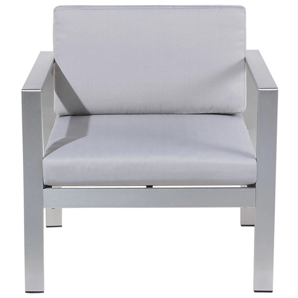 Set da giardino in 4 pezzi divano in legno di plastica grigio con 2 sedie e tavolino da caffè