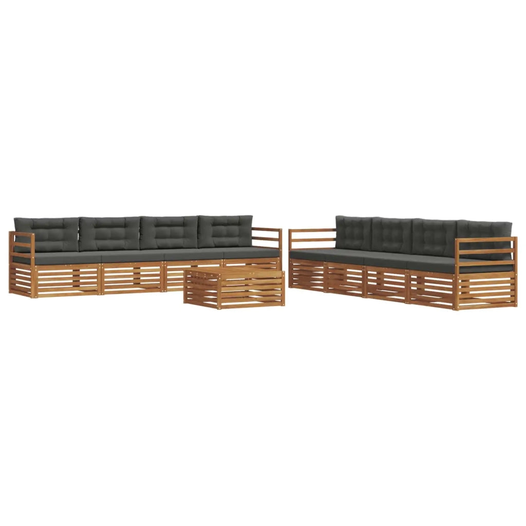 Set di divani da esterno con cuscino 9 pcs Naturale e Antracite 3373202