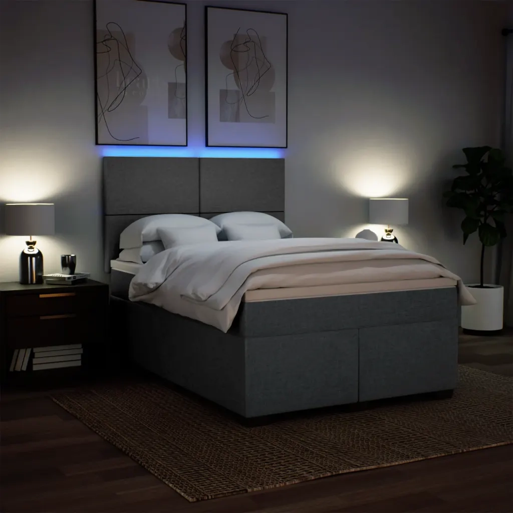 Giroletto a Molle con Materasso Grigio Scuro 160x200 cm Tessuto