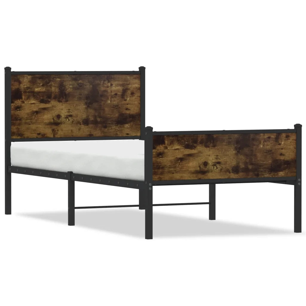 Giroletto senza Materasso in Metallo-Struttura Letto Rovere Fumo 90x190 cm 438087