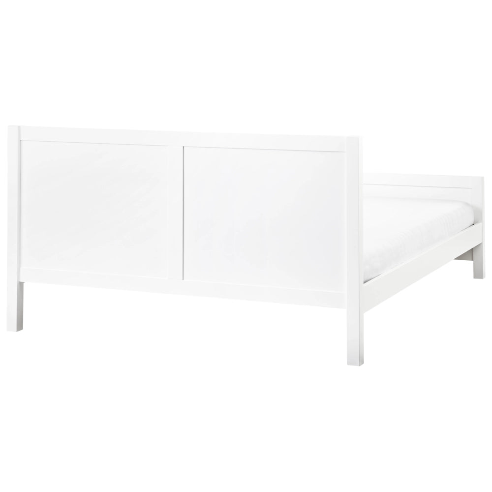 Letto Matrimoniale con Testiera Struttura a Doghe in Legno bianco 180 x 200 cm stile moderno
