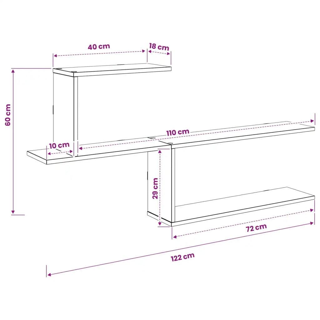 Scaffale da parete Rovere Fumo 122 x 18 x 60 cm 8012184