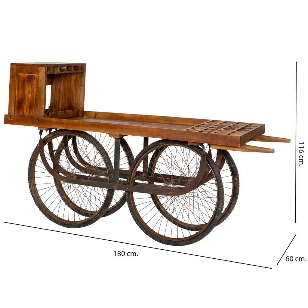 Carrello espositivo in legno, marrone, 180x60x116h cm