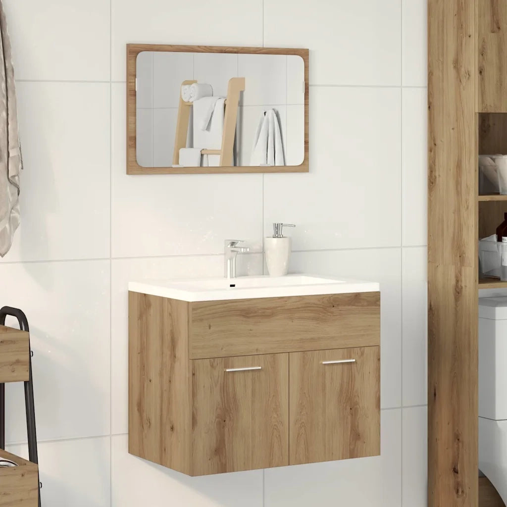 Set Mobili da Bagno | Armadio da bagno 2 pz Rovere Artigianale Legno Multistrato