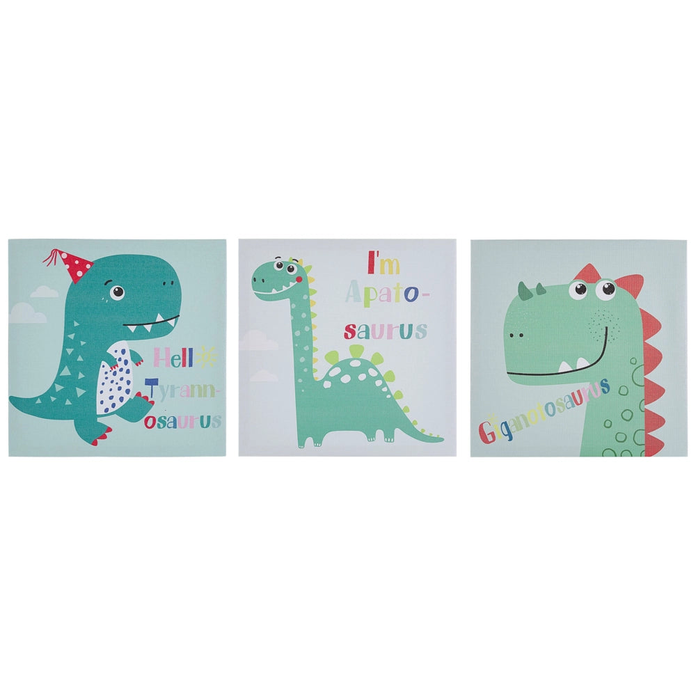 Set di 3 stampe su tela Multicolore 30 x 30 cm Dinosauri Nursery Kids Room Decor