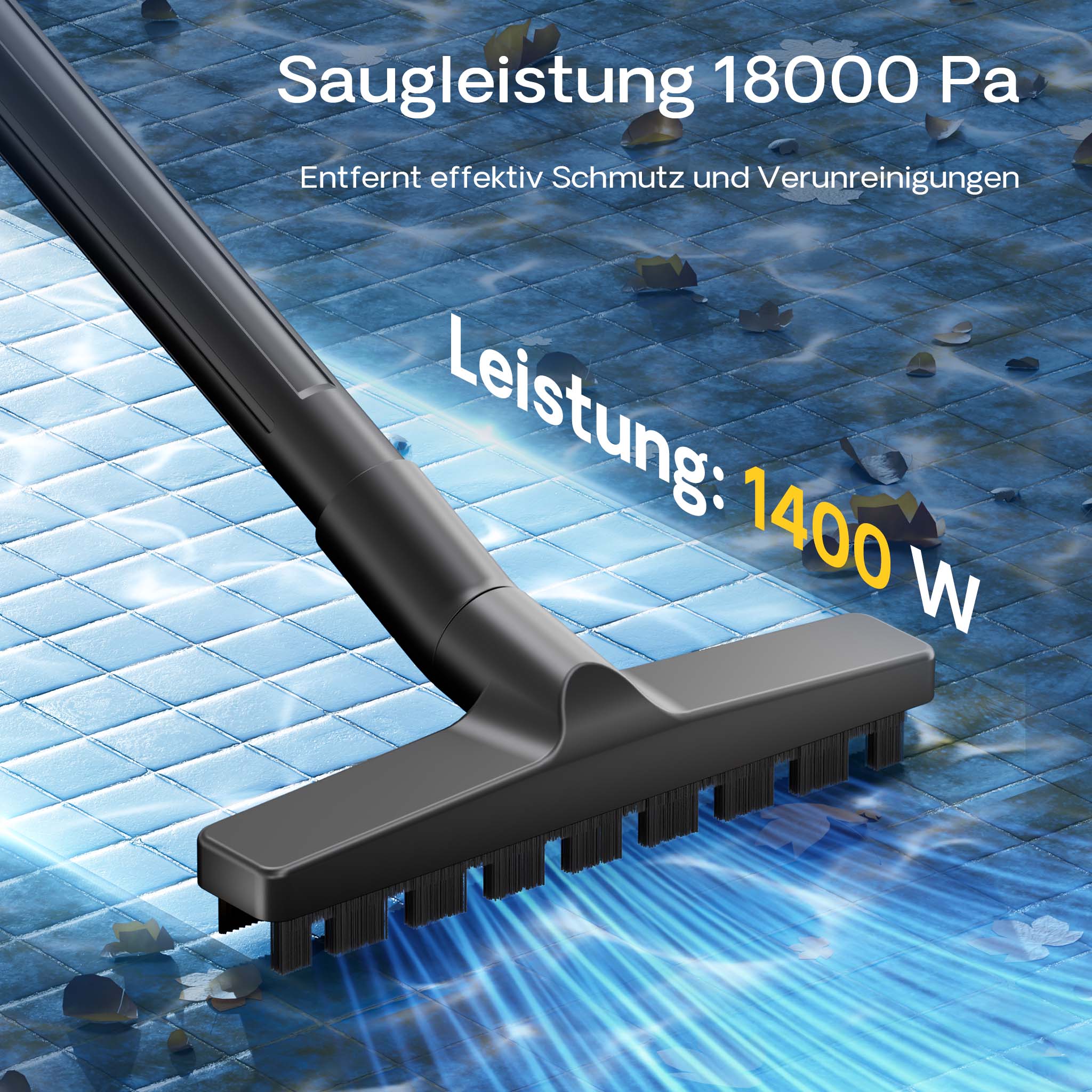 Aspiratore per laghetti/piscine Aspirafango 1400W Funzionamento a secco/umido Svuotamento automatico