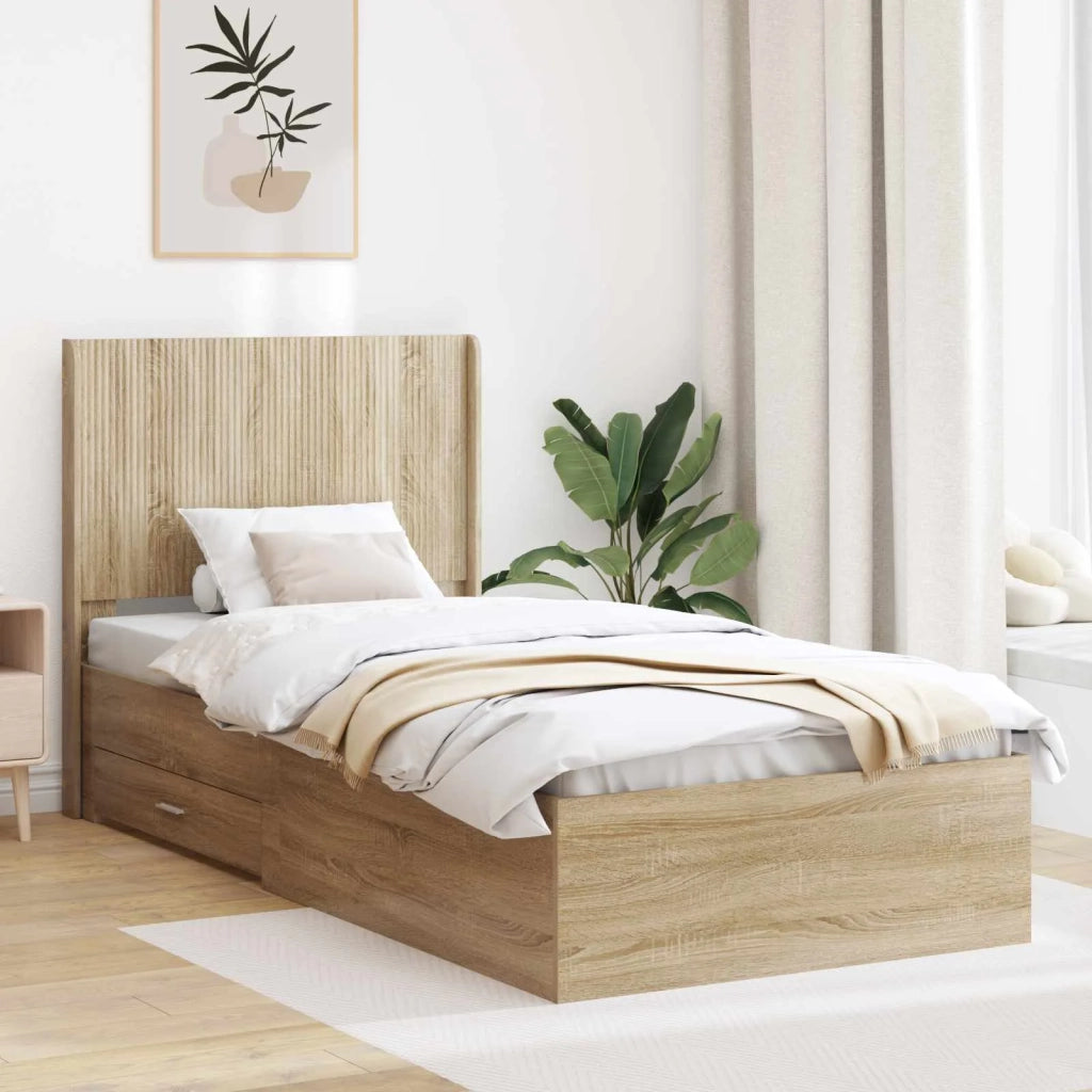 Struttura del letto con stoccaggio e testata Rovere Sonoma 3414151