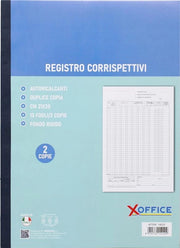 REGISTRO DEI CORRISPETTIVI AUTORICALCANTE DUPLICE COPIA 21X30 CM - 13 FOGLI FONDO RIGIDO