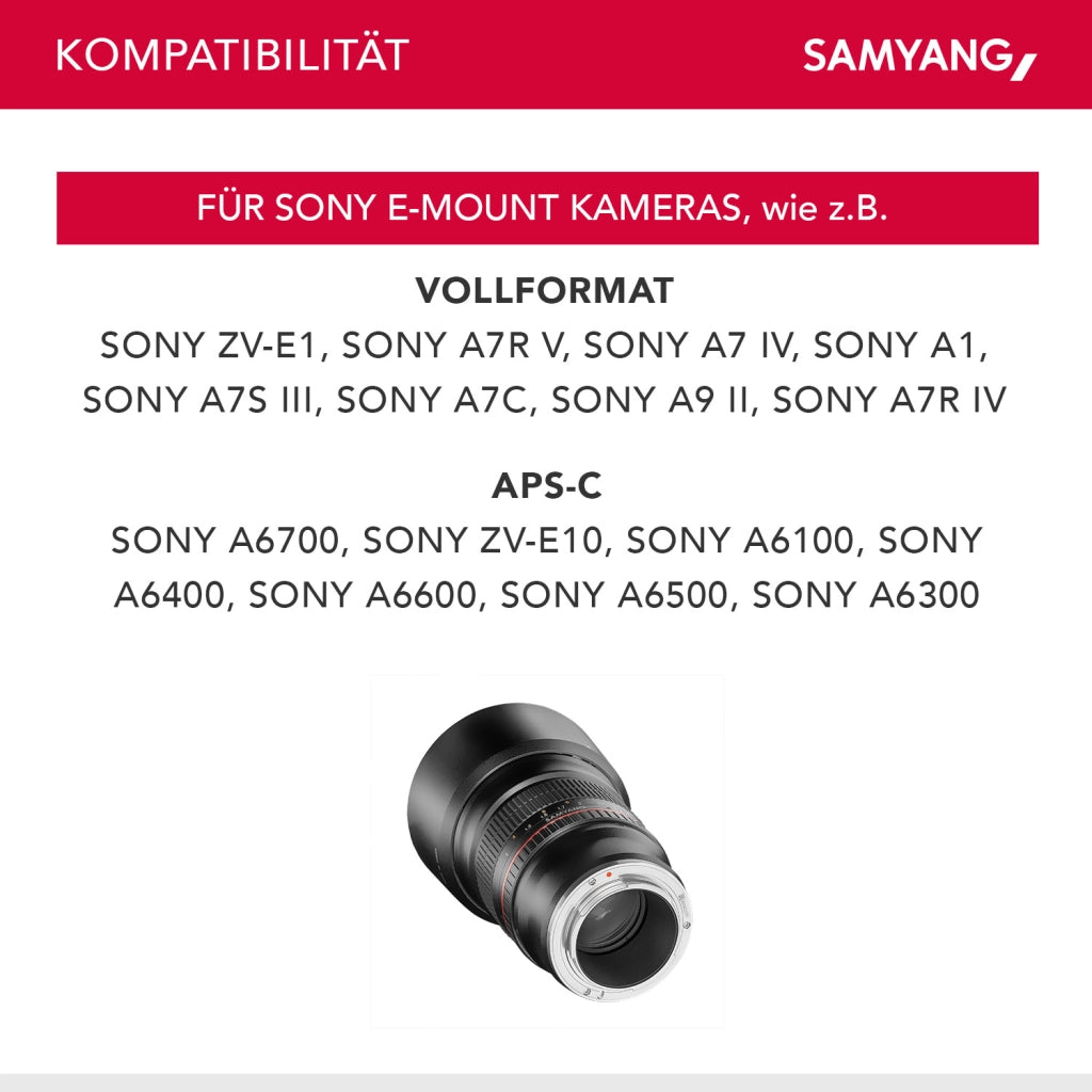 85/1.4 Lens DSLR Sony E obiettivo fotografico con messa a fuoco manuale, obiettivo per ritratti nero