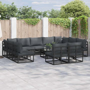 vidaXL Set Divano da Giardino con cuscino 12 pcs Nero Alluminio