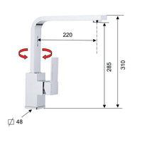 Rubinetto lavello con bocca alta a u girevole - serie qubika
