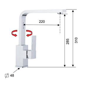 Rubinetto lavello con bocca alta a u girevole - serie qubika