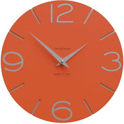 Orologio da Parete Smile in Alluminio e Arancione, 30 cm, Design Moderno e Simplice, Meccanismo Stil, Fatto in Italia, Ideale per la Cucina, 30 Colori Disponibili, in Legno