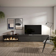 Mobile TV Soggiorno, 317x35x45cm, Camino elettrico XXL, Nero RF3670