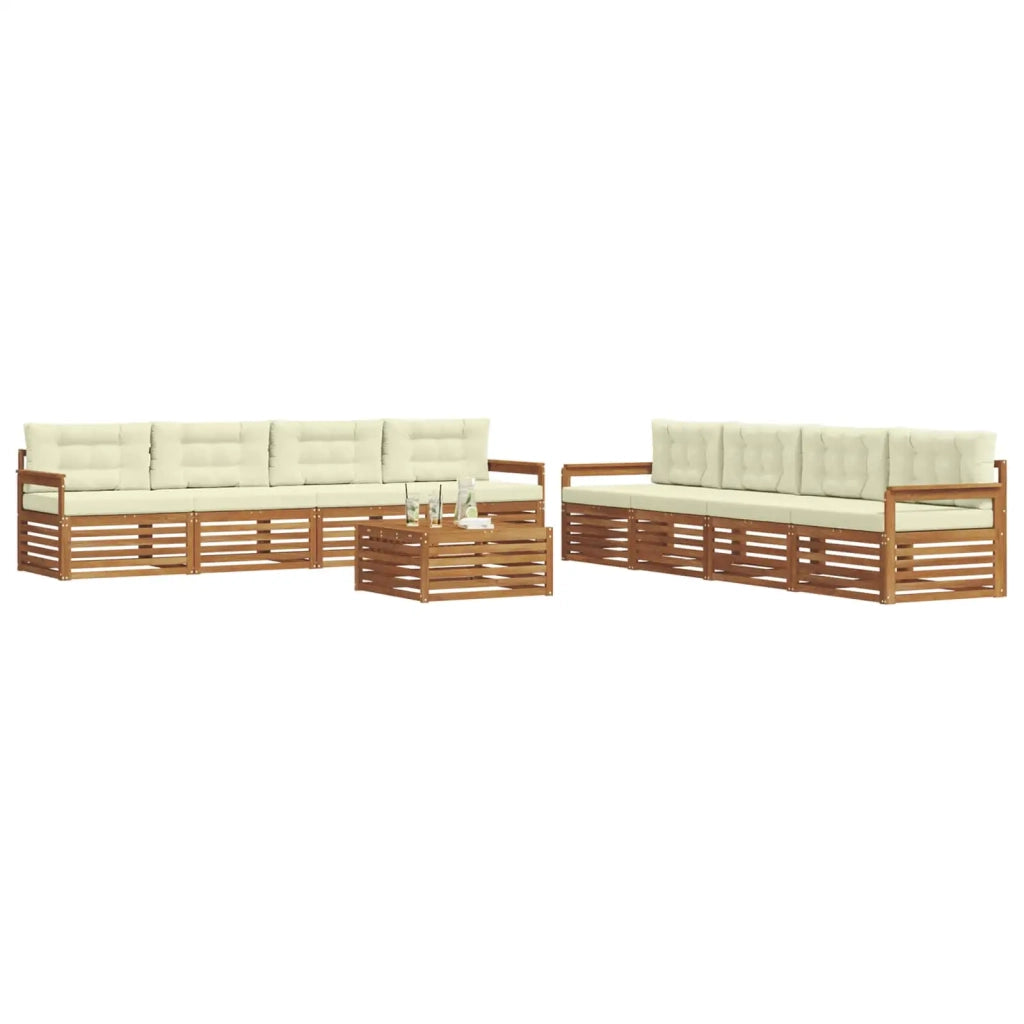 Set di divani da esterno con cuscino 9 pcs Naturale e Crema 3373205