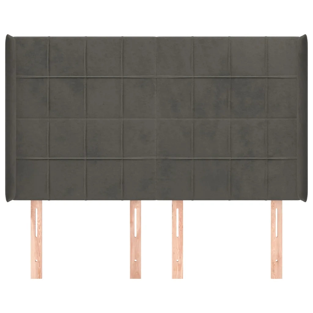 Testiera | Testata ad Orecchio GrigioScuro 147x16x118/128cm in Velluto