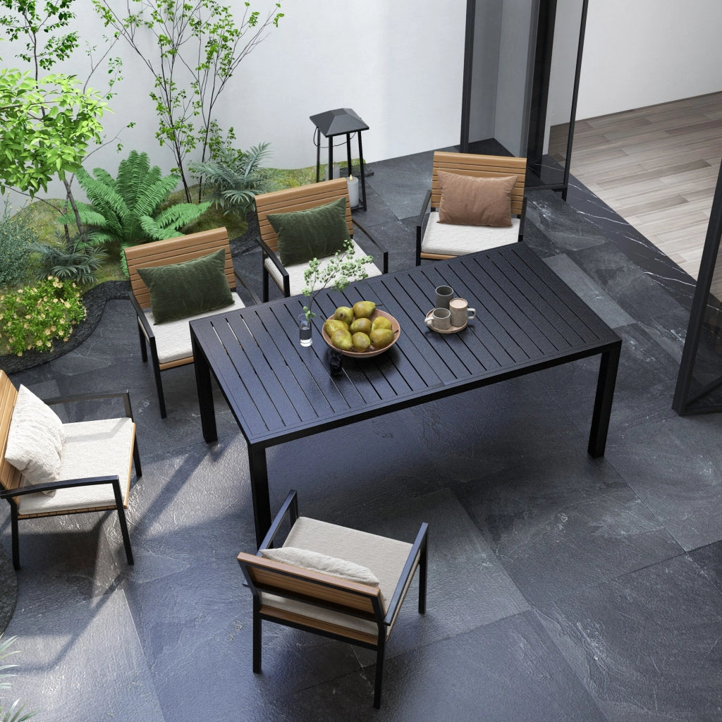 Tavolo da pranzo allungabile rettangolare 6-8 persone ¨C Xylo ¨C alluminio nero 180/240x94x73 cm