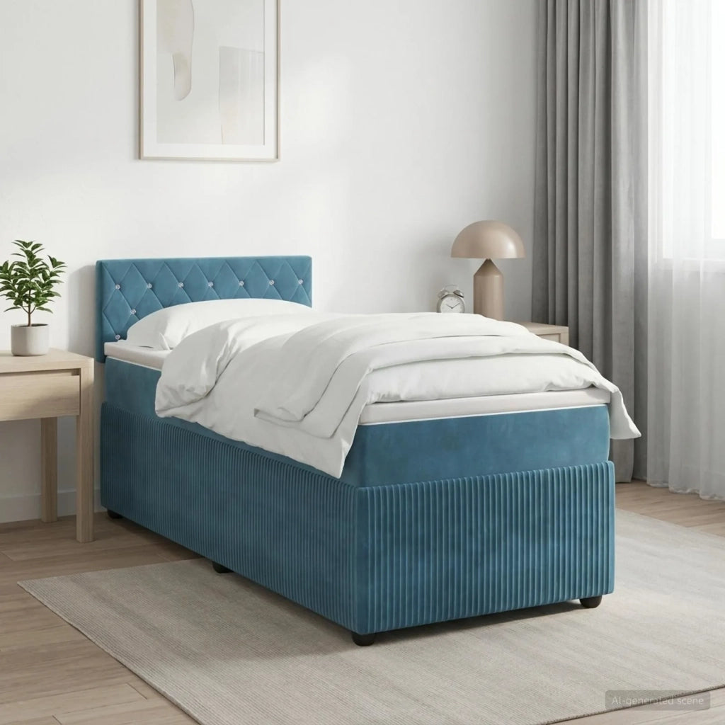 Letto box spring con materasso Blu Scuro 80 x 200 cm Velluto 3451563