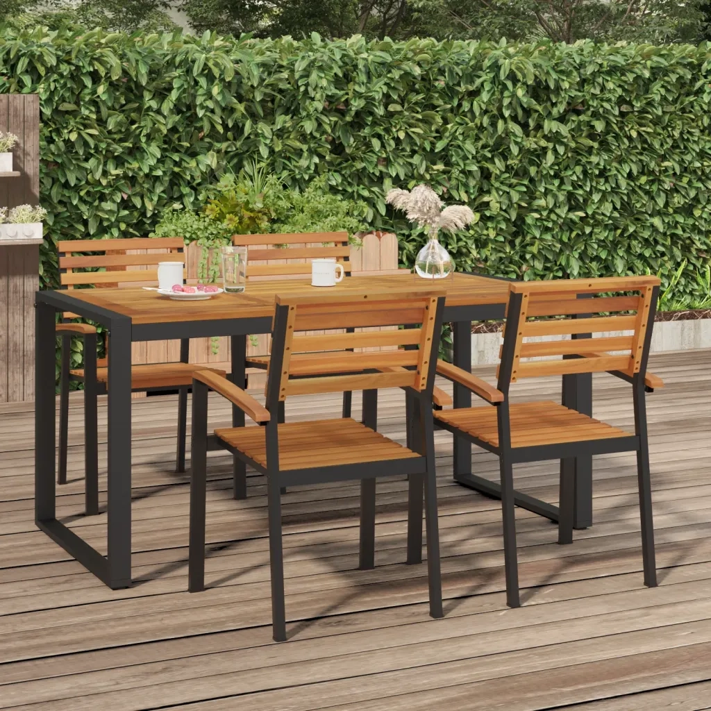 Tavolo Giardino con Gambe a U 160x80x75cm Legno Massello Acacia 319516
