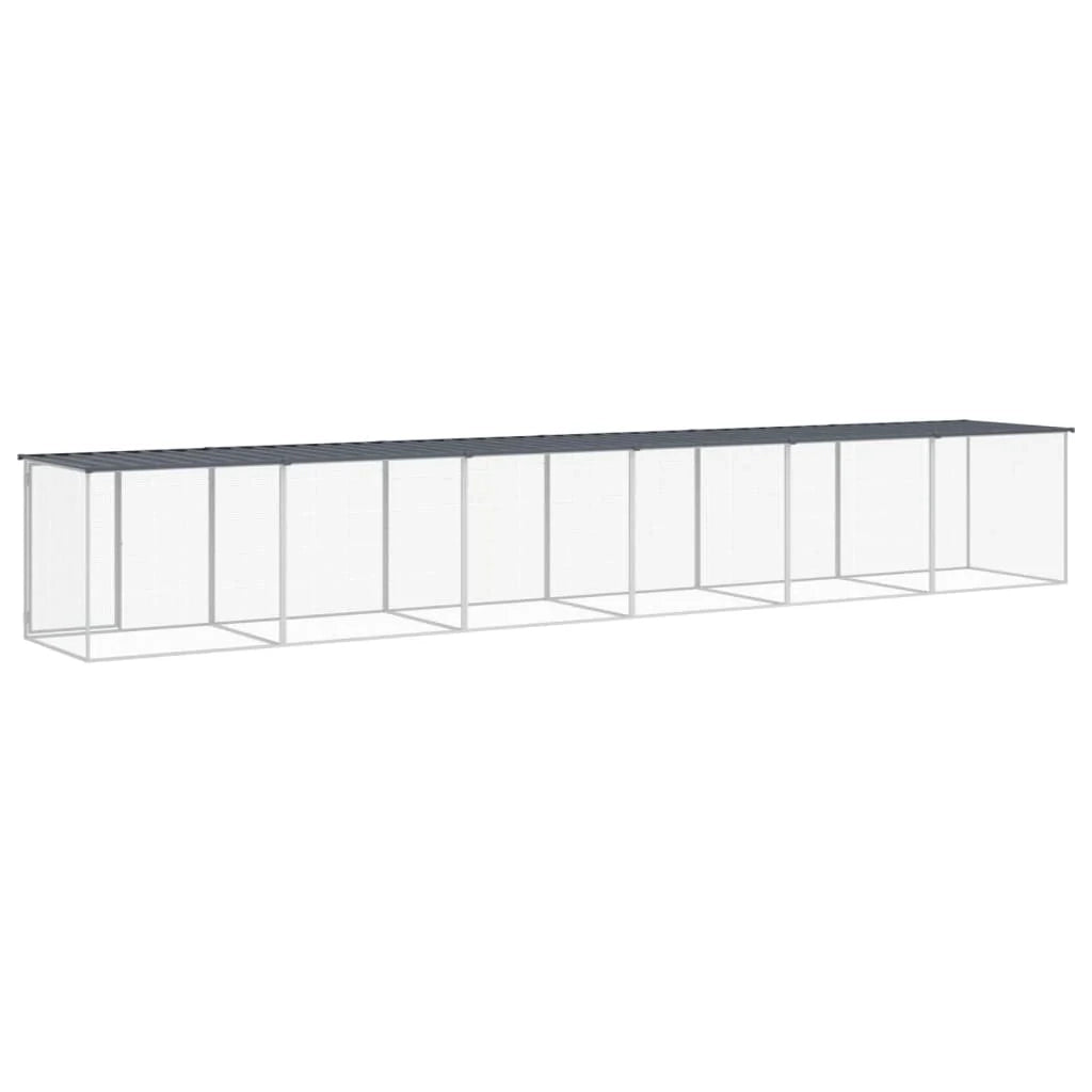 Recinto per pollaio con tetto 603 x 98 x 90 cm in acciaio zincato antracite 02_0043975