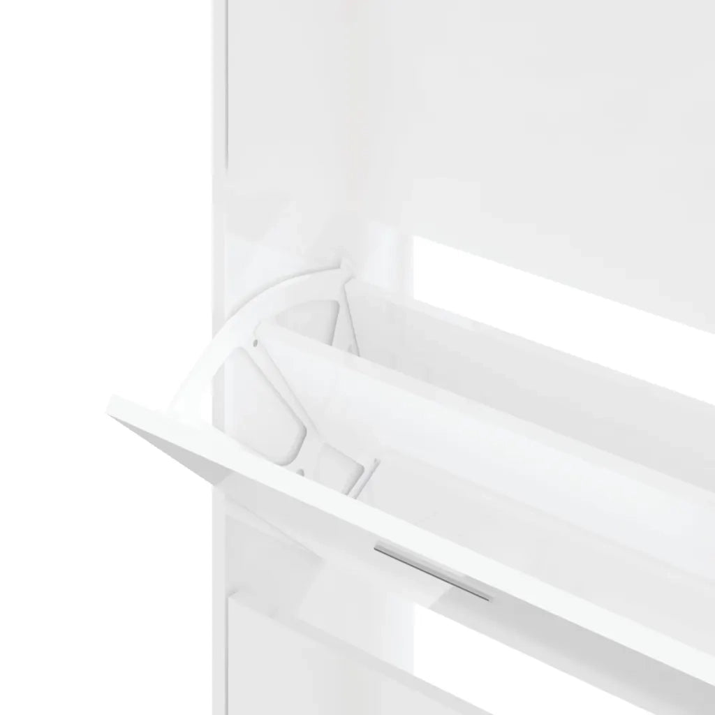 Scarpiera-Scaffale per scarpe Bianco Lucido 63x24x147 cm in Legno Multistrato