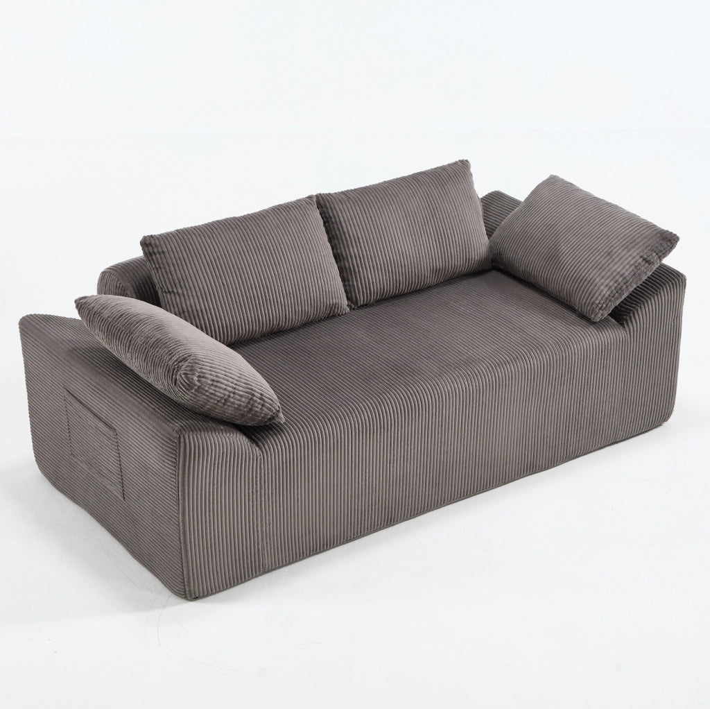Divano da pavimento compatto in tessuto Brown Gray