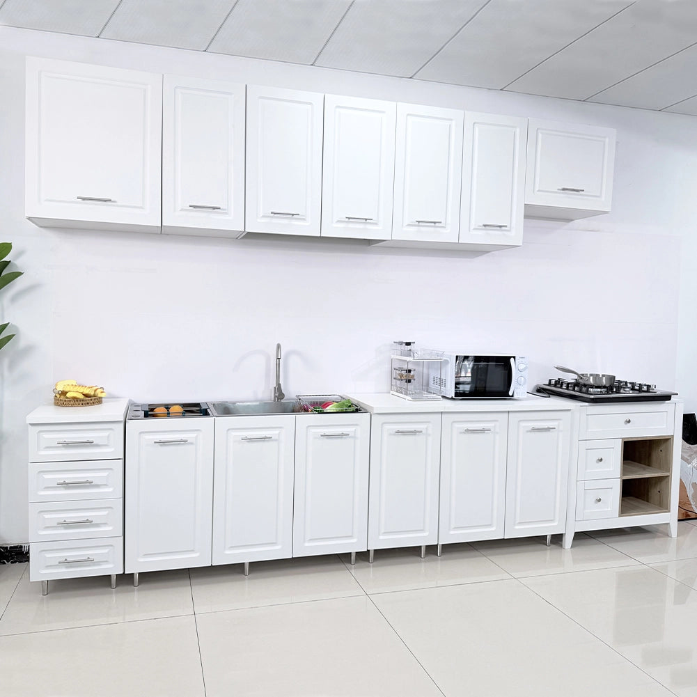 Pensile da Cucina Armadio Sospeso da Parete Doppia Anta Boiserie Colore Bianco